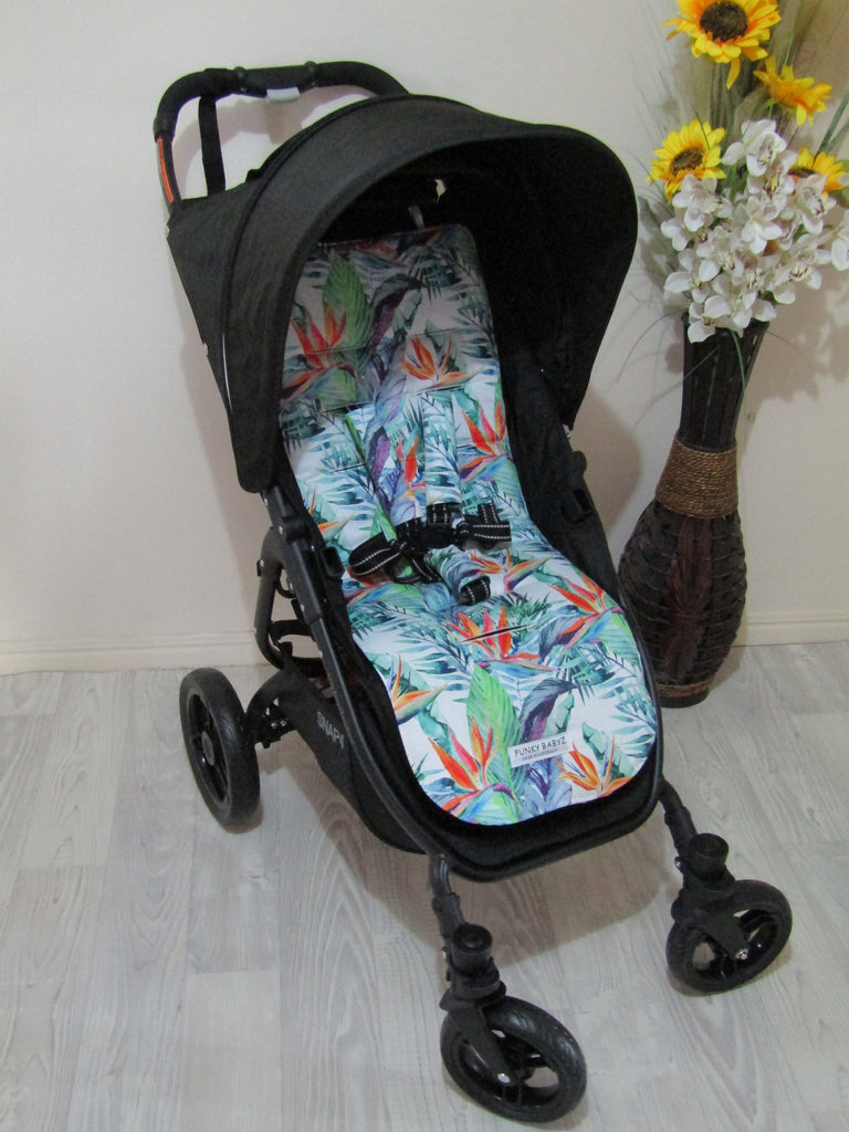 Pram liner set universal,100% cotton-Bird of paradise flower