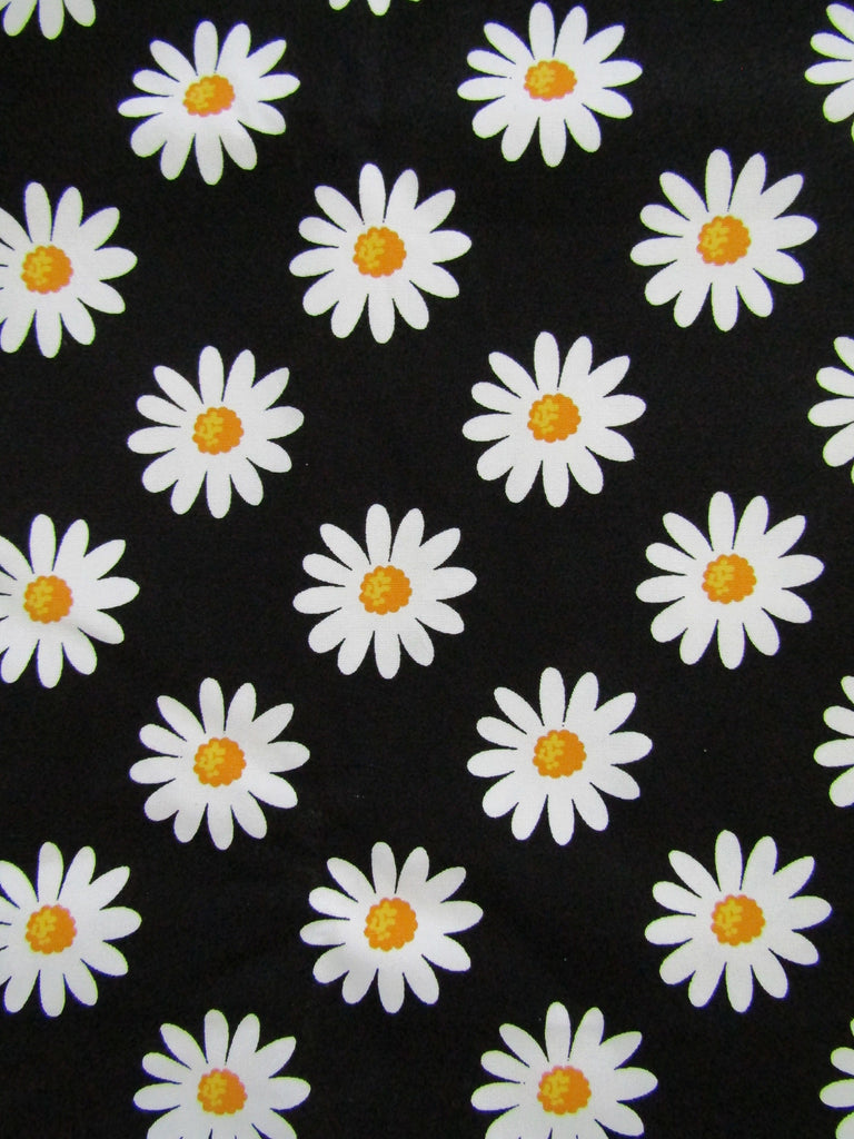 Pram belly bar cover-Large white daisy,black