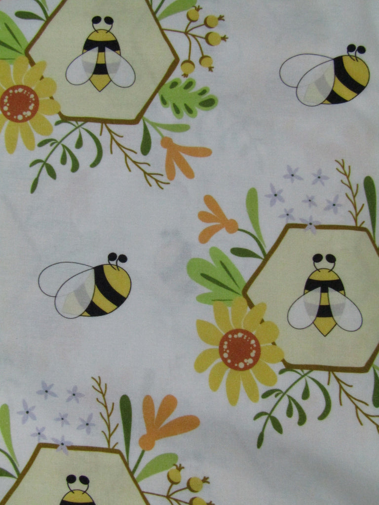 Pram belly bar cover-Bumble bees,white