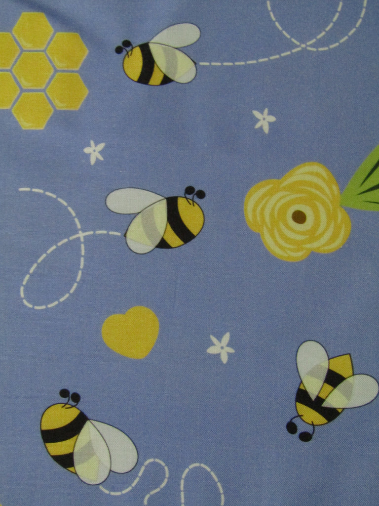 Pram liner set universal,100% cotton-Bumble bee,cornflower blue