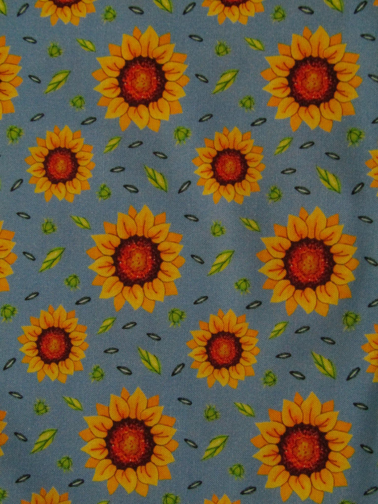 Pram liner set universal,100% cotton-Sunflowers,blue