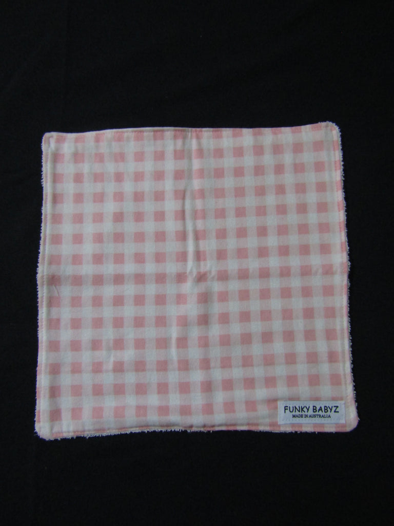 Soft face washer set-Pink daisies,Pink gingham