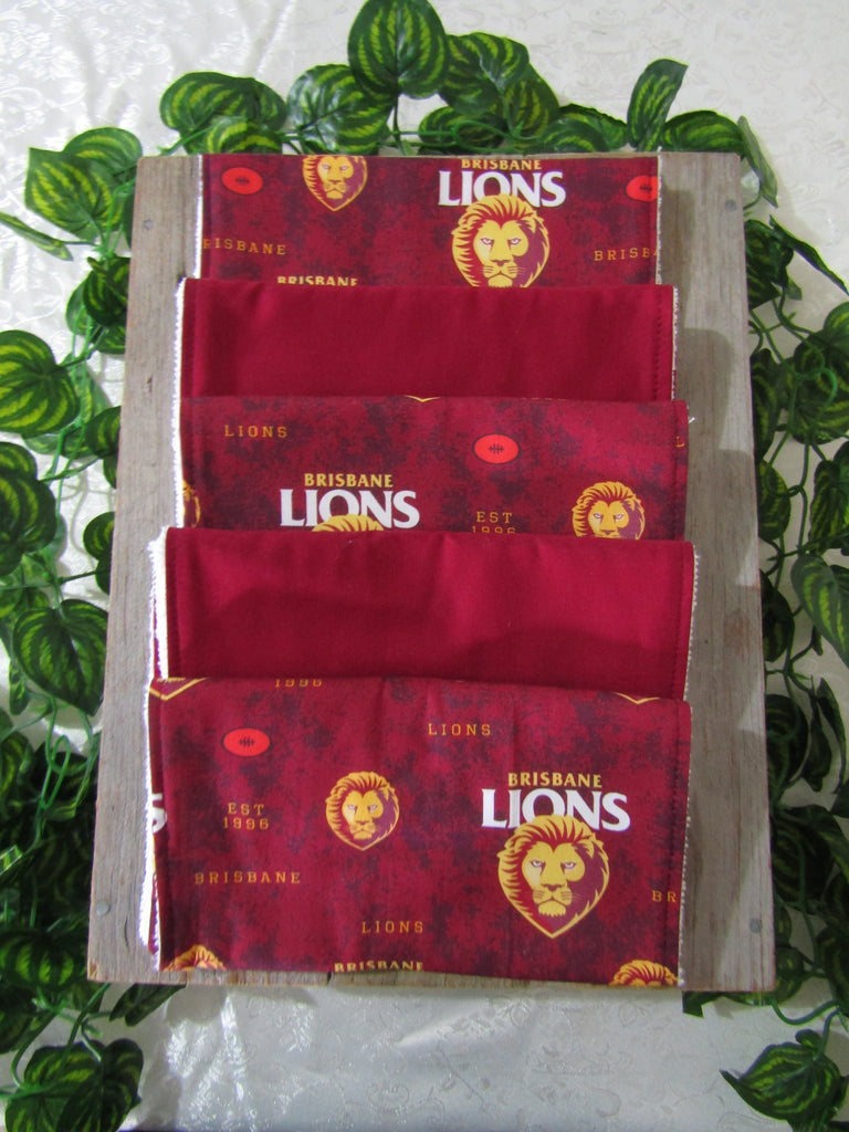 Burp cloth pack of 5-AFL Brisbane Lions