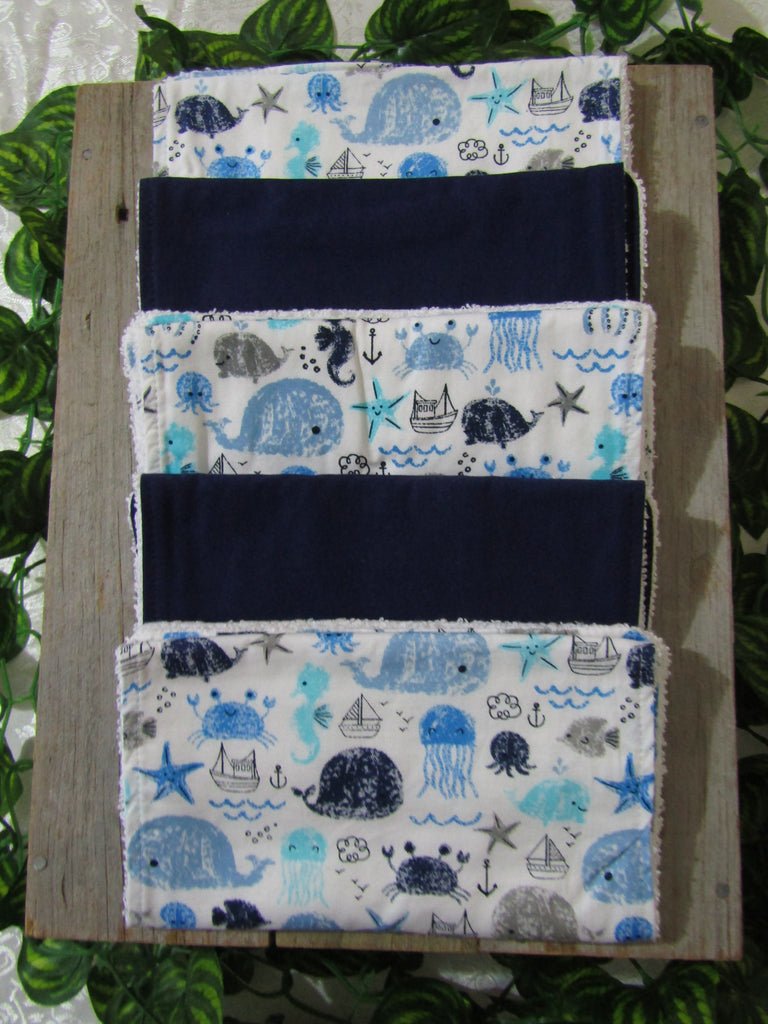Burp cloth pack of 5-Friends at sea