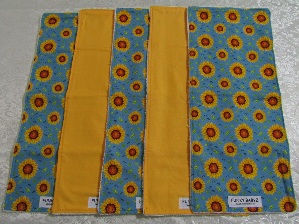 Burp cloth pack of 5-Pretty sunflowers