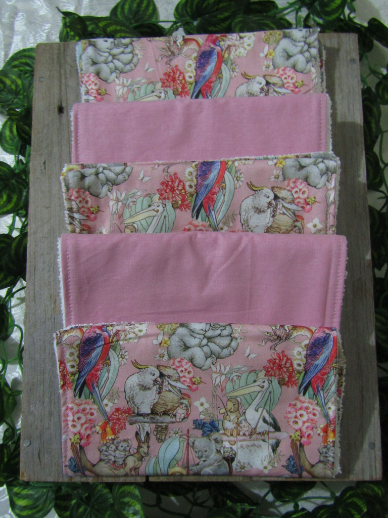 Burp cloth pack of 5-Gumnut babies,pink