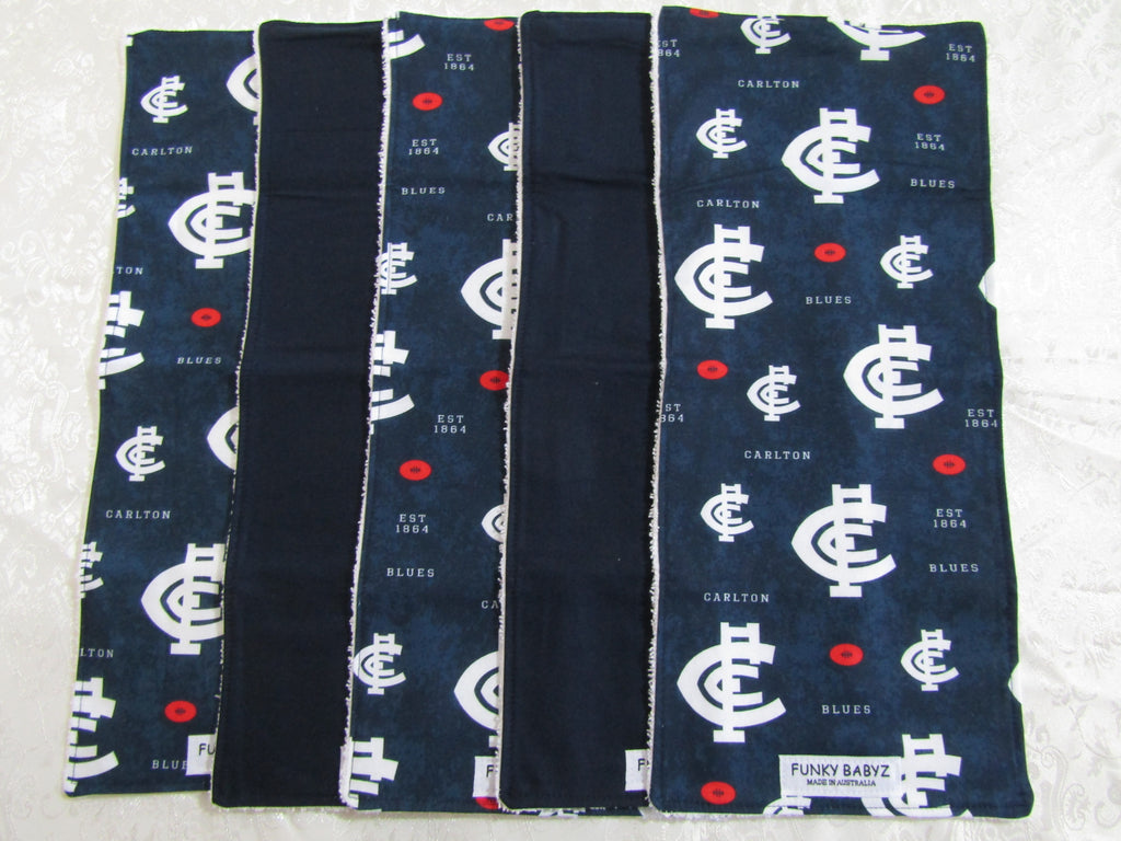 Burp cloth pack of 5-AFL Carlton