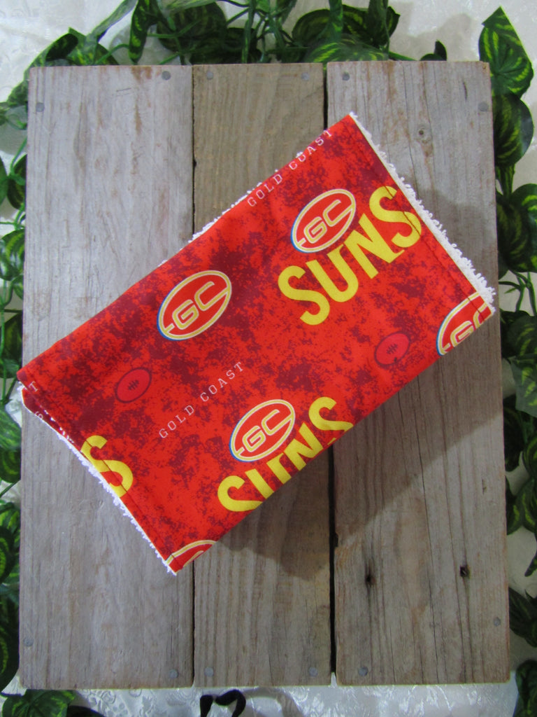 Burp cloth pack of 5-AFL Gold coast suns