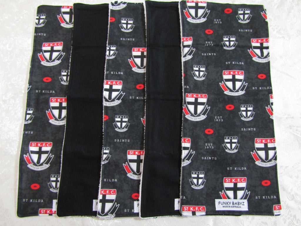 Burp cloth pack of 5-AFL St Kilda
