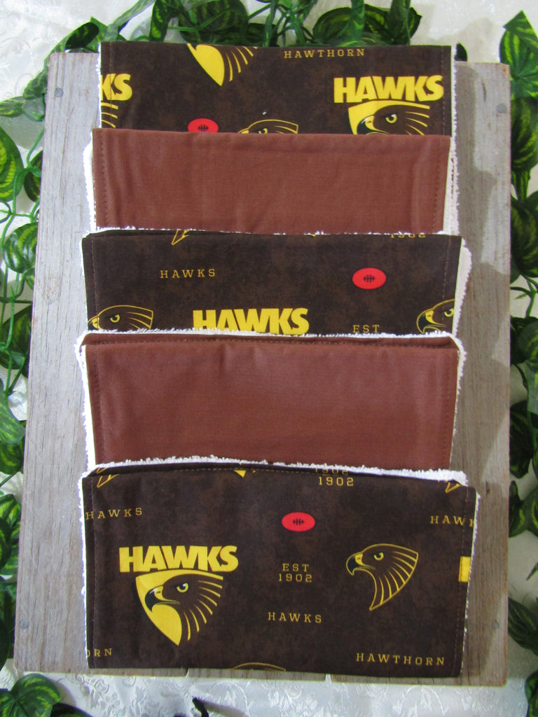 Burp cloth pack of 5-AFL Hawthorne hawks
