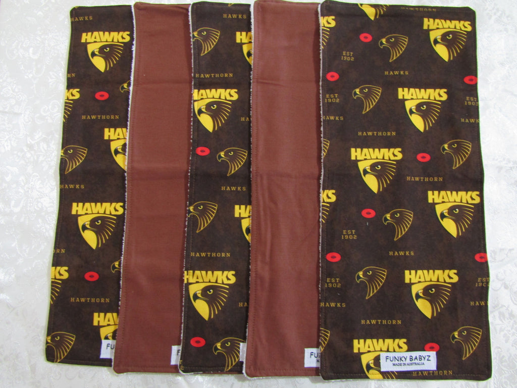 Burp cloth pack of 5-AFL Hawthorne hawks
