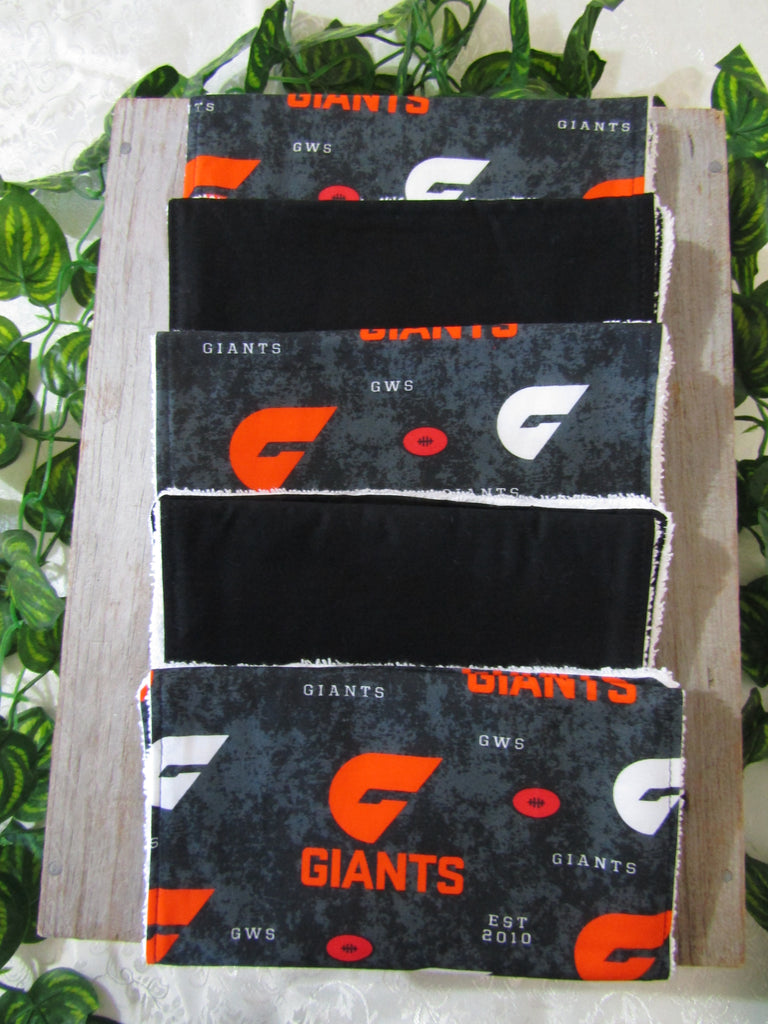 Burp cloth pack of 5-AFL GWS giants