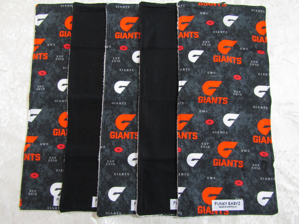 Burp cloth pack of 5-AFL GWS giants