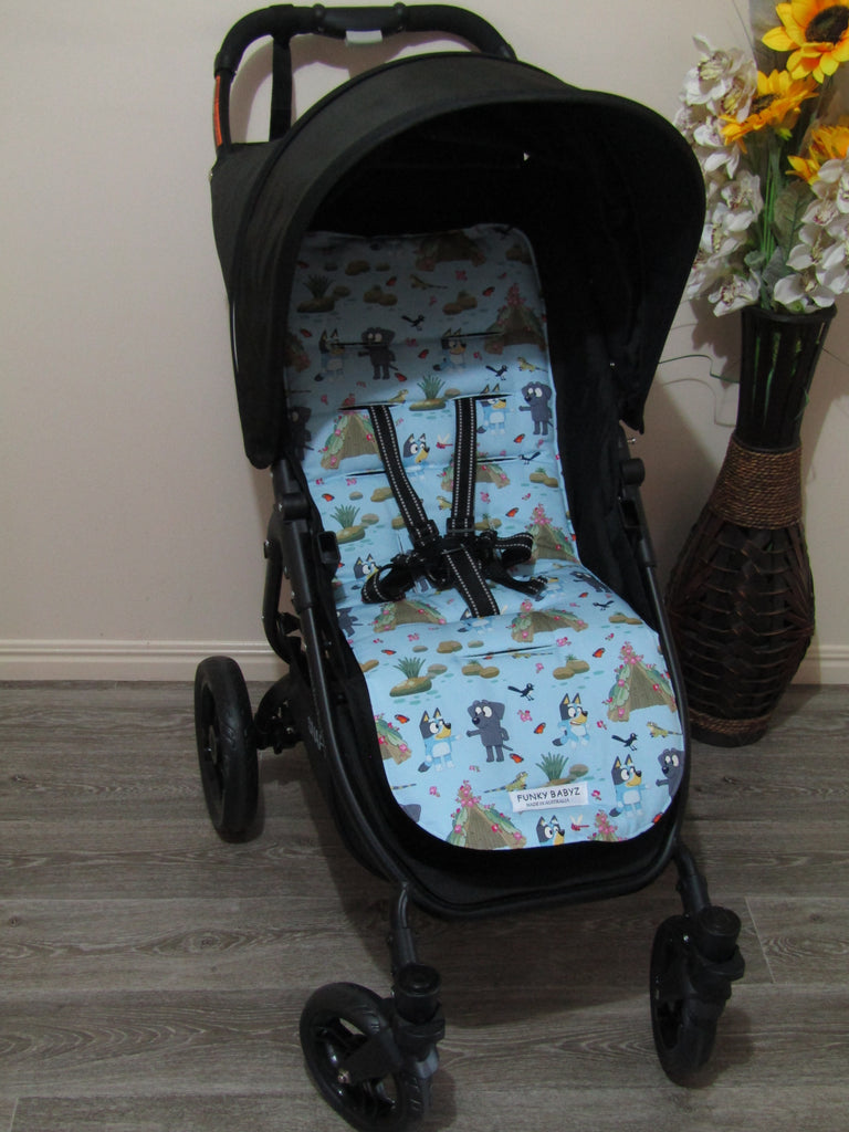 Pram/stroller seat liner-Australian bluey dog,camping