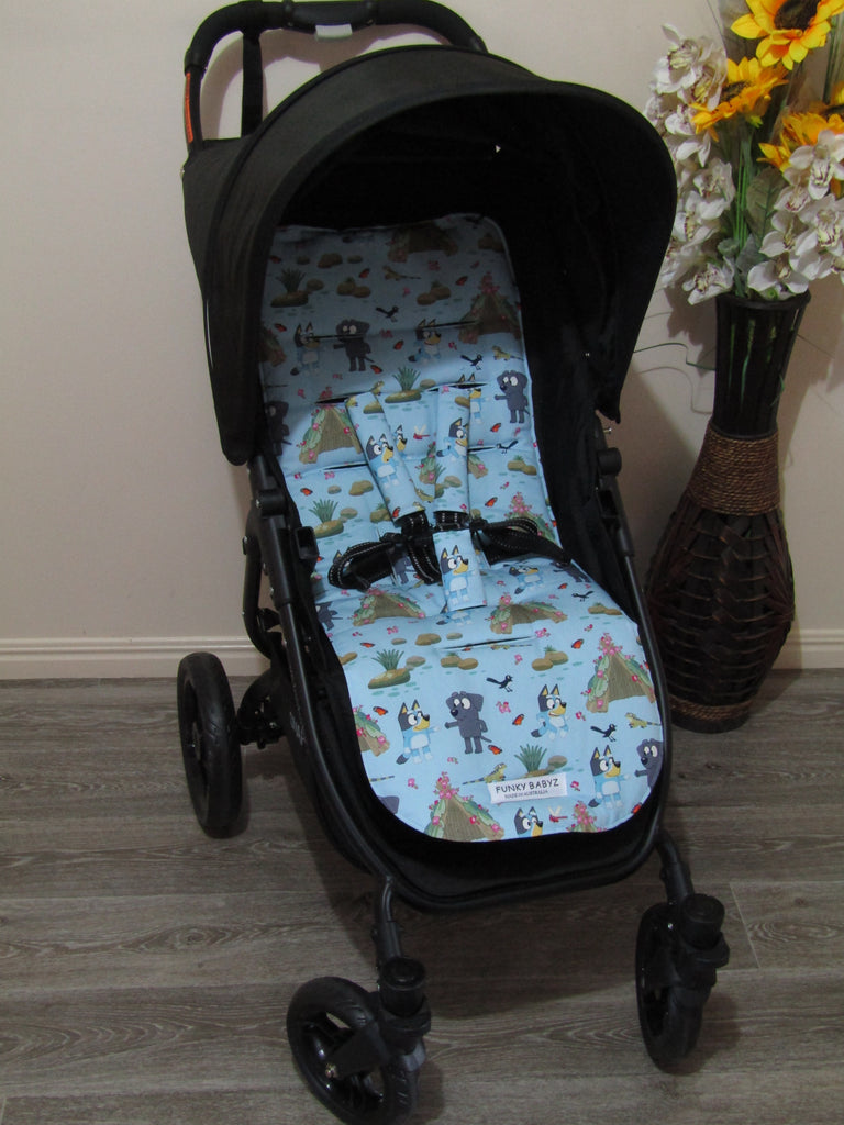 Pram/stroller seat liner-Australian bluey dog,camping