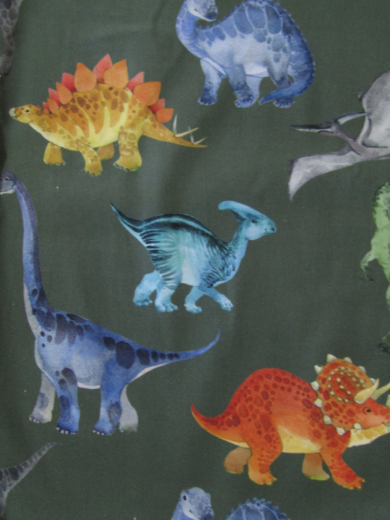 Pram liner set universal,100% cotton-Dinosaurs,khaki