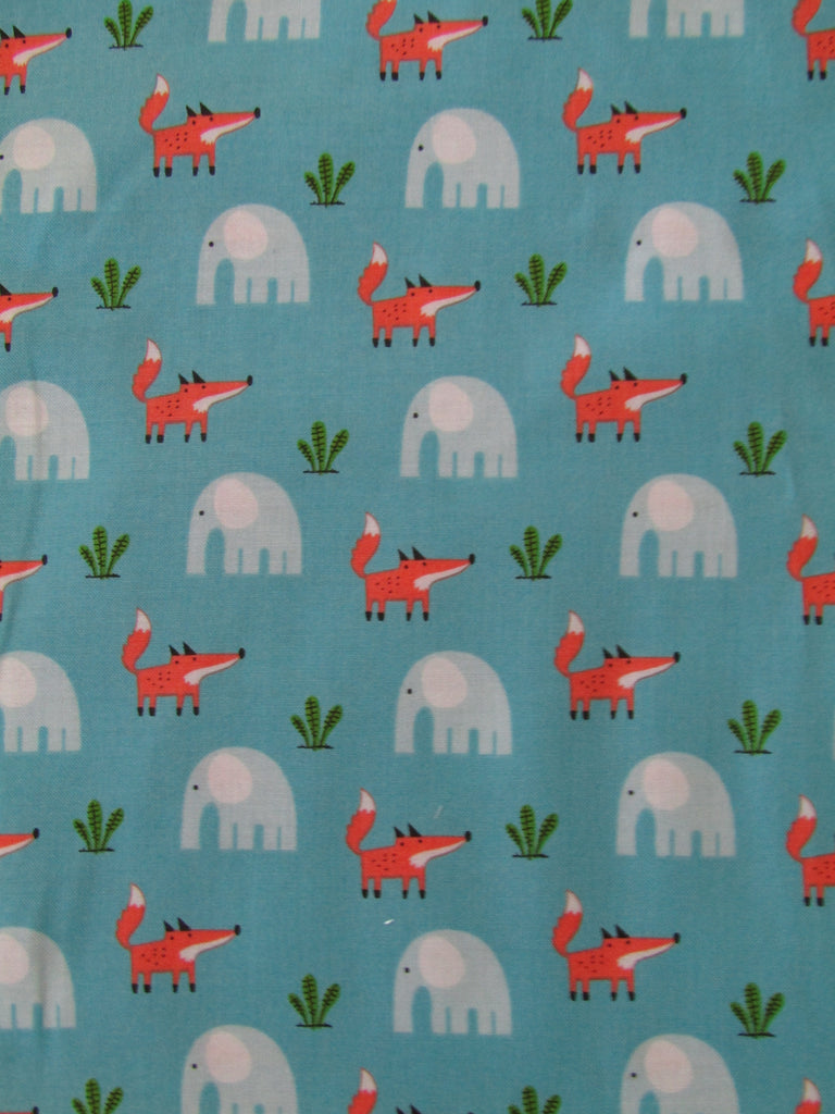 Pram liner set universal,100% cotton-Fox and elephant friends