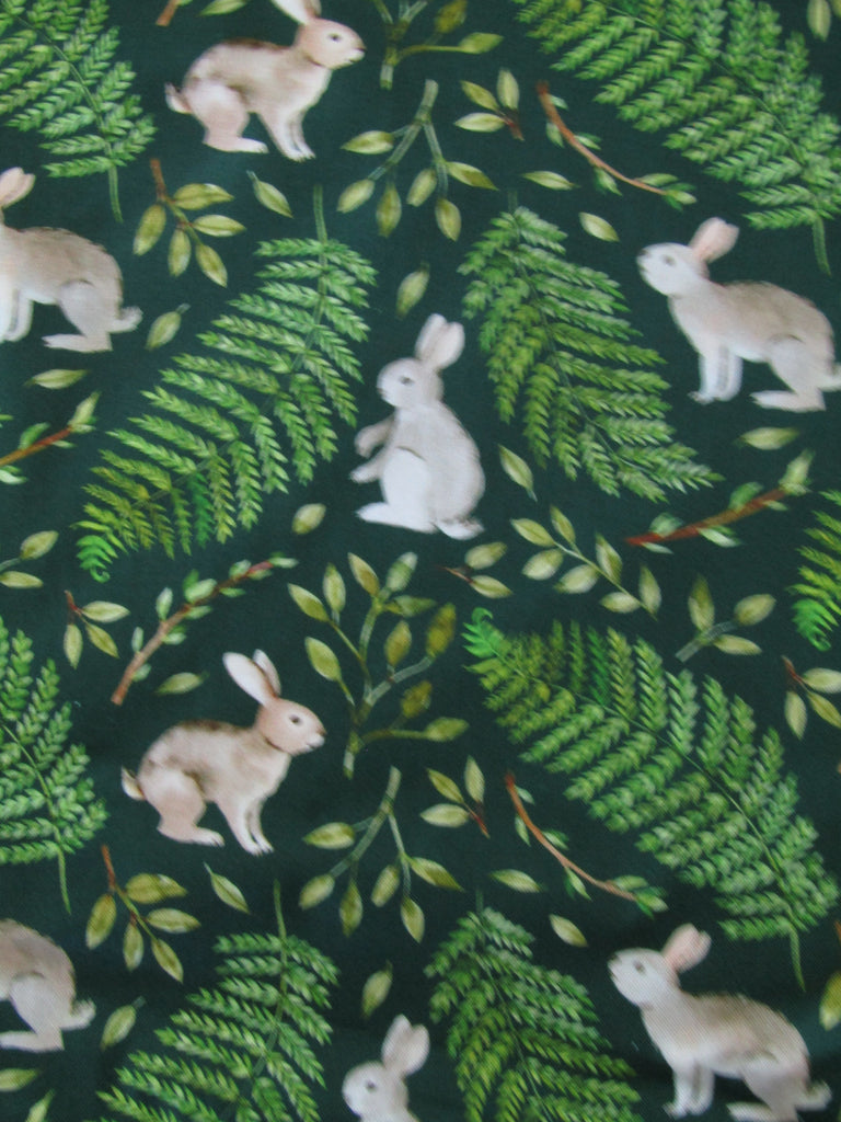 Pram liner set universal,100% cotton-Bunny meadows,green