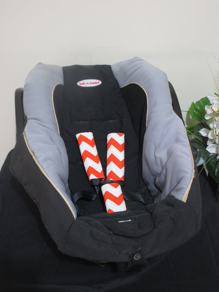 Baby capsule Seat belt covers-Orange chevron